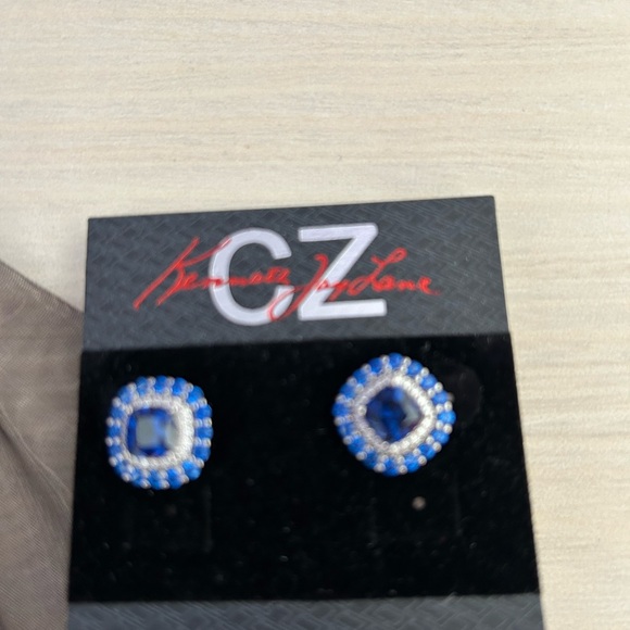 Kenneth Jay Lane Sapphire Blue CZ Earrings - Picture 2 of 4